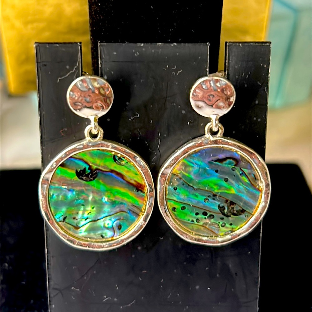 Silver Tone Round Earrings, Multi Color